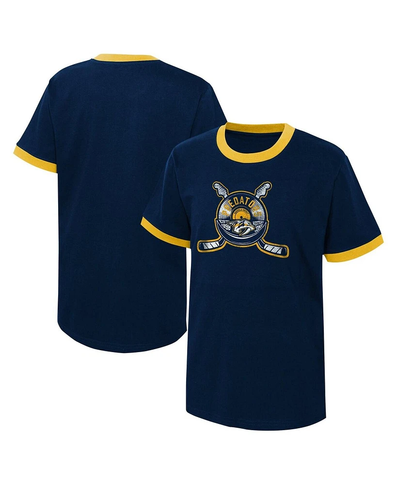 Big Boys Navy Distressed Nashville Predators Ice City T-shirt