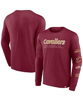 Men's Fanatics Wine Cleveland Cavaliers Baseline Long Sleeve T-shirt