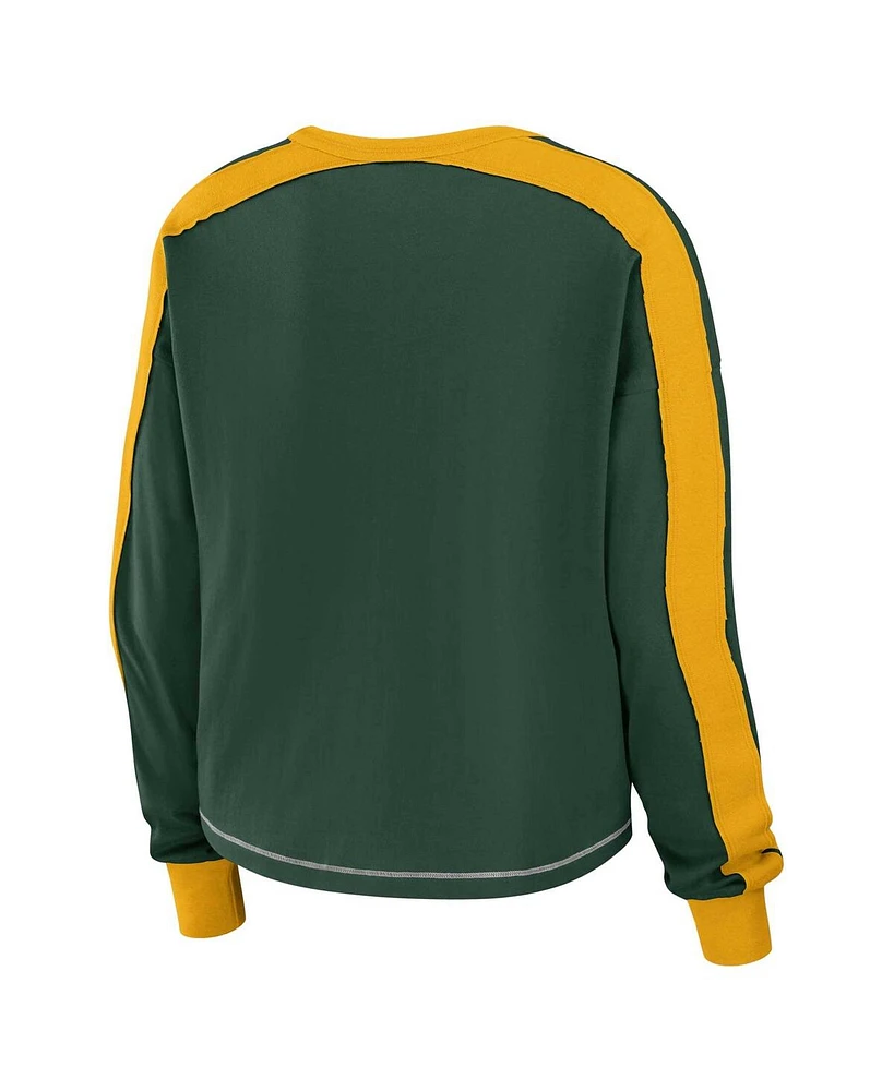 Women's Wear by Erin Andrews Green Bay Packers Plus Colorblock Long Sleeve T-shirt