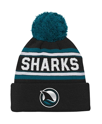 Youth Boys and Girls Teal San Jose Sharks Alternate Jacquard Cuffed Knit Hat with Pom