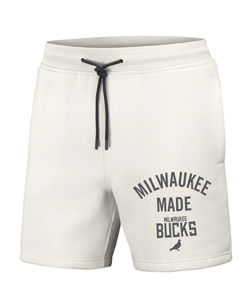 Men's Nba x Staple Cream Milwaukee Bucks Heavyweight Fleece Shorts