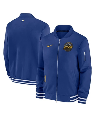 Men's Nike Royal Seattle Mariners Authentic Collection Game Time Bomber Full-Zip Jacket