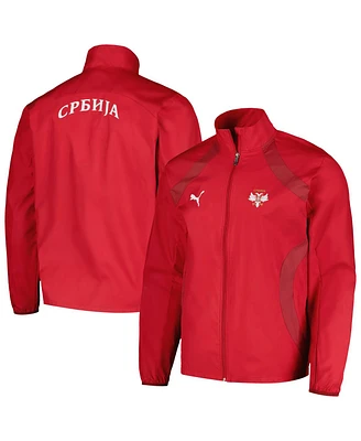 Men's Puma Red Serbia National Team 2024 Pre-Match Full-Zip Hoodie Jacket