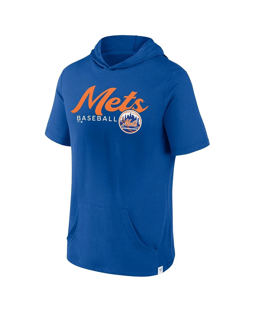Men's Fanatics Royal New York Mets Offensive Strategy Short Sleeve Pullover Hoodie