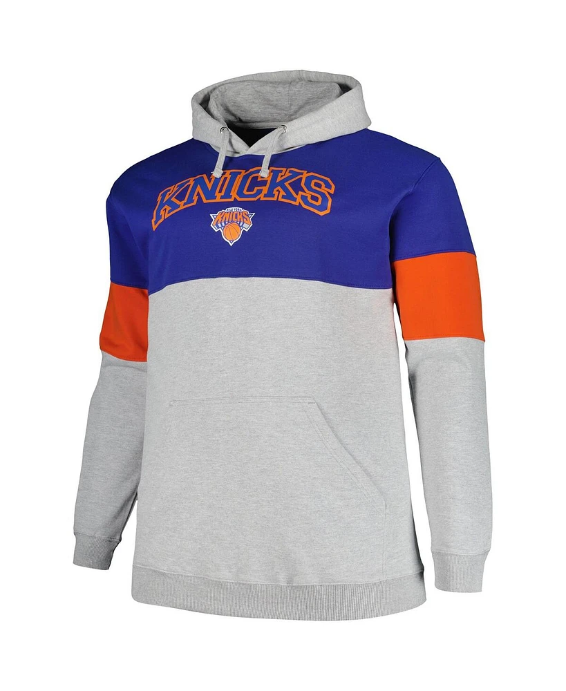 Men's Fanatics Blue, Orange New York Knicks Big and Tall Pullover Hoodie