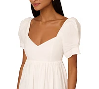 Adrianna by Adrianna Papell Women's Cotton Eyelet Puff-Sleeve Fit & Flare Dress