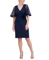 Jessica Howard Women's Rosette-Waist Short-Sleeve Dress