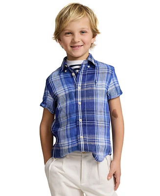 Polo Ralph Lauren Toddler and Little Boys Plaid Linen Short-Sleeve Shirt