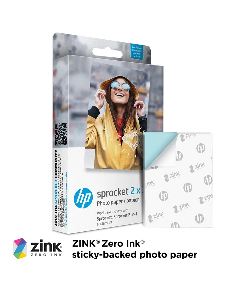 Hp Sprocket Sticky Back Zink Photo Paper 2x3" (50 Sheets) Starter Bundle