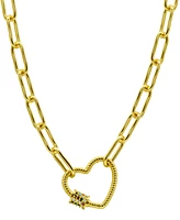 Adornia 14K Gold-Plated Paper Clip Chain with Rainbow Heart Screw Lock