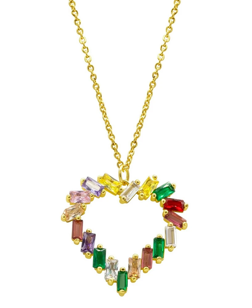 Adornia 14K Gold-Plated Crystal Baguette Heart Pendant Necklace