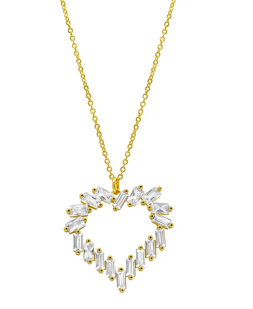 Adornia 14K Gold-Plated Crystal Baguette Heart Pendant Necklace