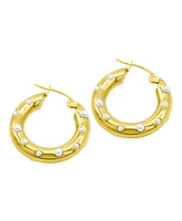 Adornia Tarnish Resistant 14K Gold-Plated Imitation Pearl-Studded Hoop Earrings