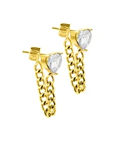 Adornia Women's 14K Gold-Plated Chain and Crystal Heart Wrap Around Earrings