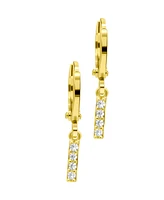 Adornia 14K Gold-Plated Initial Pave Huggie Hoop Earrings - Gold