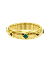 Adornia 14K Gold-Plated Tall Omega Bracelet with Color Stone