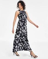 Anne Klein Women's Printed Smocked Tiered Maxi Dress