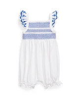 Polo Ralph Lauren Baby Girls Smocked Eyelet Cotton Bubble Shortall