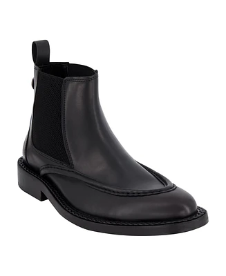 Karl Lagerfeld Paris Men's Leather Moc Toe Chelsea Boots