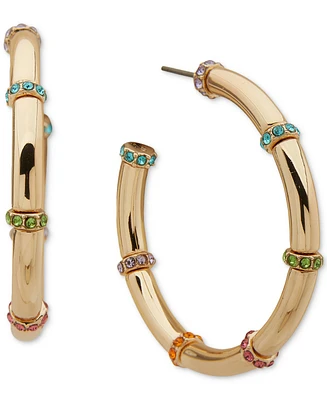 Karl Lagerfeld Paris Gold-Tone Multi Rondelle Medium Hoop Earrings, 1.68"