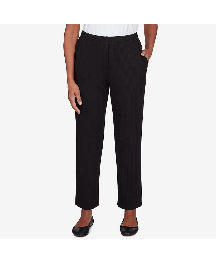 Alfred Dunner Petite Opposites Attract Pull On Ribbed Pant