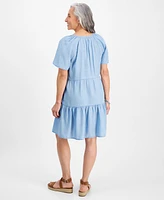 Style & Co Petite Tiered Chambray Dress, Created for Macy's