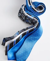 Tayion Collection Men's Royal Blue & White Floral Tie