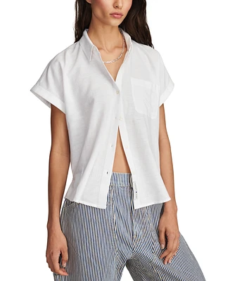Lucky Brand Women's Linen Short-Sleeve Button-Down Shirt