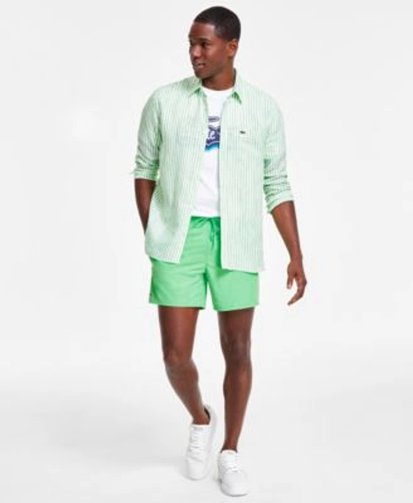 Lacoste Mens Striped Linen Shirt Quick Dry Swim Shorts L001 Lace Up Sneakers