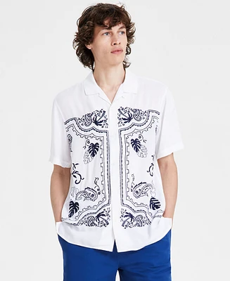 Sun + Stone Men's Conrad Regular-Fit Tropical Paisley Button-Down Camp Shirt, Created for Macy's