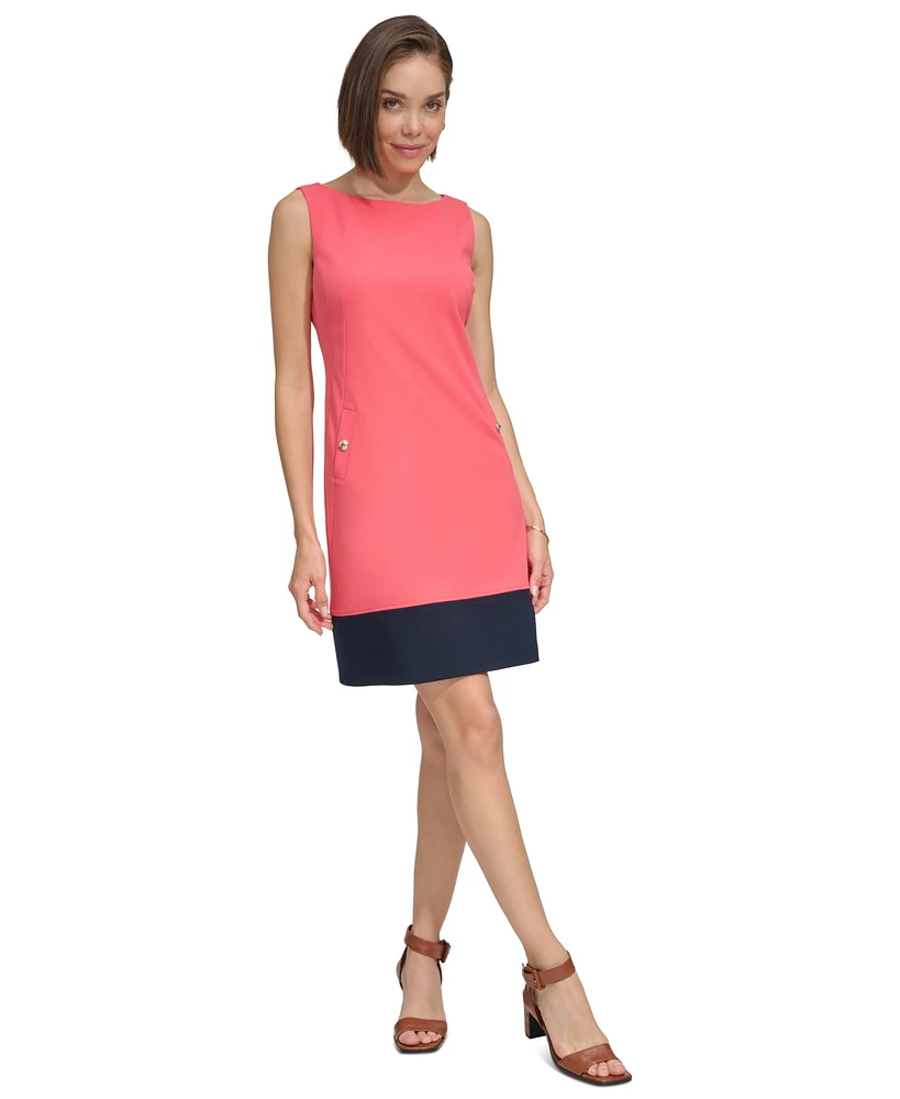 Tommy Hilfiger Petite Color-Blocked Boat-Neck Dress