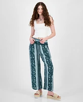 Kingston Grey Juniors' Printed Drawstring Wide-Leg Pants