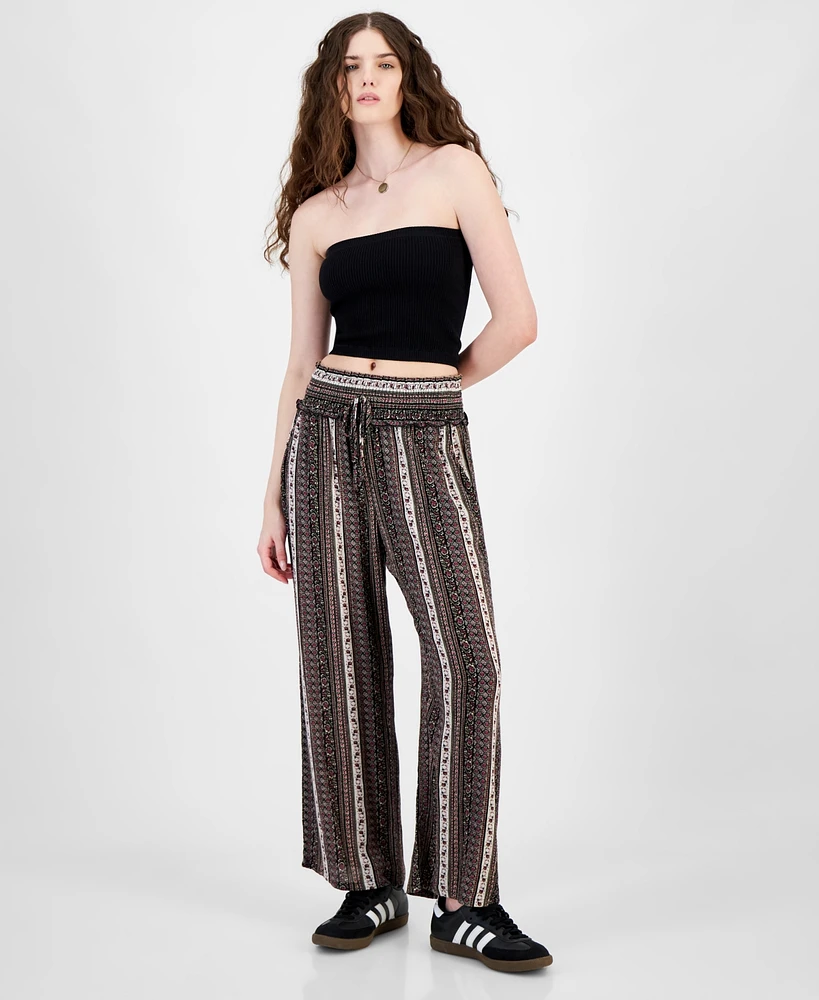 Kingston Grey Juniors' Printed Drawstring Wide-Leg Pants
