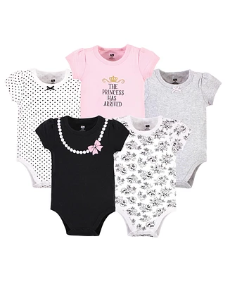 Hudson Baby Baby Girls Hudson Cotton Bodysuits, Toile 5-Pack, 6-9 Months