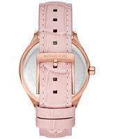 Michael Kors Women's Sage Three-Hand Blush Croco Embossed Leather Watch 38mm