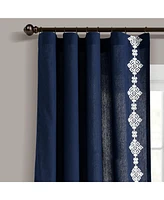 Lush Decor Luxury Modern Geo Linen Like Embroidery Border Window Curtain Panel