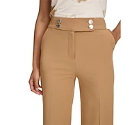 Calvin Klein Petite Solid Lux High-Rise Wide-Leg Pants