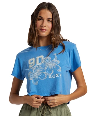 Roxy Juniors' Hibiscus Collegiate Cropped T-Shirt