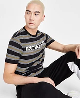 A|X Armani Exchange Men's Short Sleeve Crewneck Striped Logo Graphic T-Shirt, Created for Macy's