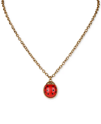 Patricia Nash Gold-Tone Red Ladybug Pendant Necklace, 19" + 3" extender