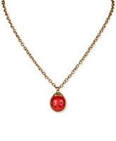 Patricia Nash Gold-Tone Red Ladybug Pendant Necklace, 19" + 3" extender