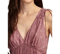 Lucky Brand Women's V-Neck Sleeveless Smocked Dress