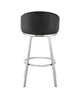 Armen Living Eleanor 26" Swivel Counter Stool in Brushed Stainless Steel Faux Leather