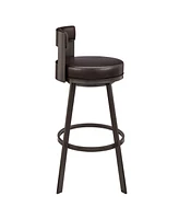Armen Living Flynn 26" Swivel Counter Stool in Metal with Faux Leather