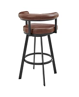 Armen Living Magnolia 26" Swivel Counter Stool in Metal with Faux Leather
