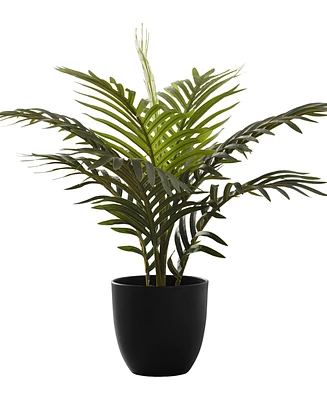 Monarch Specialties 20" Indoor Artificial Palm Plant with Decorative Black Pot