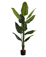 Monarch Specialties 59" Indoor Artificial Floor Strelitzia Tree with Black Pot