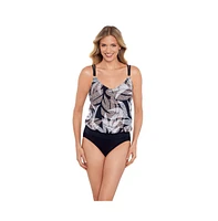 ShapeSolver by Penbrooke Women's V-Neck Blouson Ring Tankini Swimsuit Top