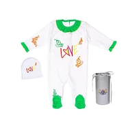 Royal Baby Collection Organic Cotton Footed Coverall My Love with Hat Gift Box