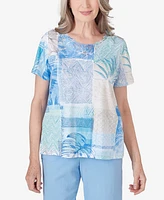 Alfred Dunner Petite Hyannisport Patchwork Leaf and Lace T-Shirt